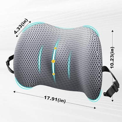 BYMECOST Lumbar Support Pillow for Car, Memory Foam Car Back Cushion | Car Seat Back Pillow for Driving, Adjustable Strap, Ergonomic Lower Back Support Pillow, Office Chairs and Wheelchairs - Image 2