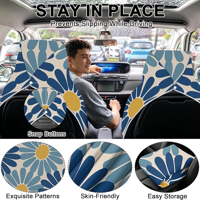 2 Pack Car Towels Seat Cover with Storage Bag, Multifunctional Microfiber Towel for Gym Outdoor Sport Running,Picnic, Beach, Pet Dog Travel,Fits Car SUV Truck (Daisy Breeze) - Image 4