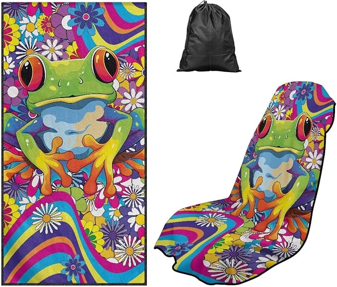 Funny Frog Car Towel Seat Cover 1 Piece Breathable Car Seat Cover Protector with Storage Bag Easy to Installation Fits for SUV Vehicle Sedan Truck by Aplkyhs
