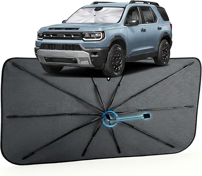 Car Windshield Sun Shade Umbrella for Honda Passport 2019-2026, 1:1 Fit | [Reflective Coated Fabric] Car Shades Sun Visor Keep Car Cool and Protects Interior, Sunshade Umbrella for Front Window by MakeLifeBetter