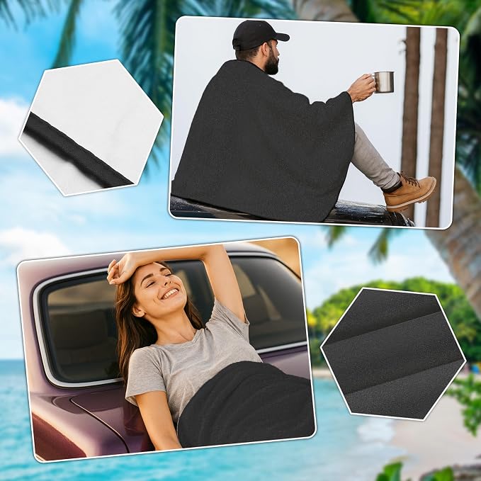 2 Pack Car Seat Towel Covers for Gym, Front Seats, Black | Black Sweat Protector for Front Seats Premium Thickened with Elastic Strap Breathable & Quick Dry Machine Washable Running - Image 7