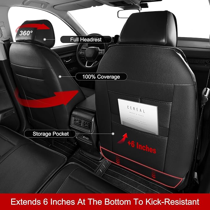 TTX LIGHTING Custom Fit Seat Covers for Honda CR-V 2023-2026 | Designed to Match Original Interior Waterproof Faux Leather Full Set for 2-Row 5 Seats Airbag Compatible - Image 5