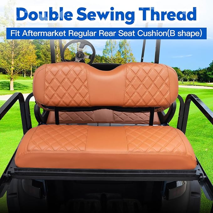 NOKINS Golf Cart Seat Covers 4 Piece Fits Club Car DS 2000.5-Up | Front and Rear Seat Vinyl Covers, Golf Cart Accessories, No Staples(All Brown) - Image 3