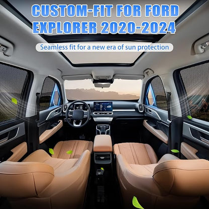 ZATOOTO Car Window Shades for Ford Explorer 2020-2024,Breathable&Visibility | Anti-glare, Fresh Air, Insulate Heat and UV, Metal Frame Fit, Car Privacy Curtains, Sleep Camping Breastfeed - Image 3