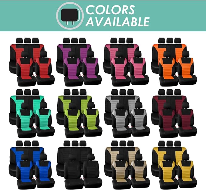 FH Group Automotive Car Seat Covers Full Set Premium 3D Air Mesh Front Seat Covers, Airbag Compatible & Split Bench Cover Universal Fit Interior Accessories for Cars Trucks and SUVs - Blue - Image 9