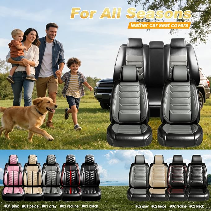 Fit Grand Cherokee Car Seat Covers for Jeep Grand Cherokee 2011-2026 - Premium Full Coverage Leather, Airbag Compatible, Luxury Waterproof All Weather Seat Protector, Full Set, Black+Gray - Image 9