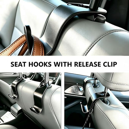 Car Seat Headrest Hooks 4 Pack, Purse Hook for Cars with Non-Slip Lock | Car Bag Hooks 360° Rotation, Hold 50lb, Universal Fit, Back Seat Storage Hook Hanger Holder Organizer - Image 6
