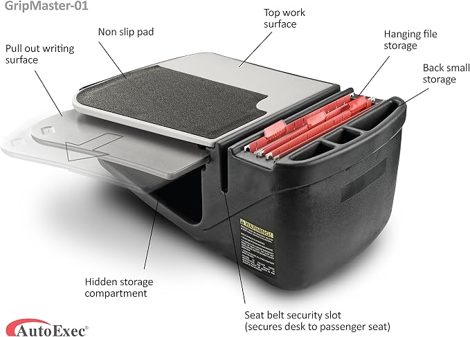 AutoExec GripMaster Car Desk for Your Vehicle Workstation and Mobile Office, Grey - Image 6