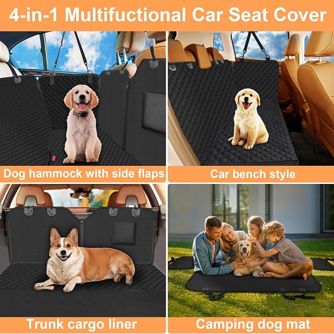 Mancro Dog Car Seat Cover for Back Seat, Waterproof Dog Hammock for Car | 600D Heavy Duty, Scratch-Resistant Back Seat Pet Cover for Dogs with PVE Nonslip Underside, Fits for Sedan, Trucks and SUVs - Image 3