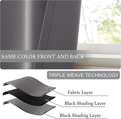NICETOWN Grey Blackout Door Curtains 72 Inches Long for Kitchen | Self Adhesive Portable Window Cover for Front French Door Adjustable Shade for Glass, 1 PC, 26" x 72" - Image 8