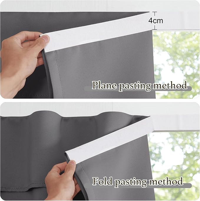 NICETOWN Grey Blackout Curtains 48 Inches Long for Travel | Portable Self Sticky Easy Installation Short Curtains for Bathroom Basement Window Storage Cupboard, 1 PC, 52" x 48" - Image 6