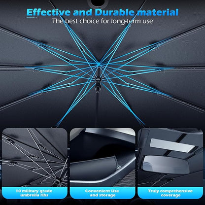 [2026 Upgrade] FLORICH Windshield Sunshade Umbrella Foldable Car Windshield Sun Shade Cover, [Nano-Ice-Crystal Coatings] Protect Interior from from UV Keep Car Cooler Large(61" L x 33" W) - Image 4
