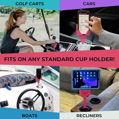 Cup Holder Phone Holder Mount for Car - Universal Adjustable Expander Cradle Hands-Free Driving - Compatible with All Smartphones Car Mount for iPhone Samsung Google Android Mobile Accessories Pink - Image 8