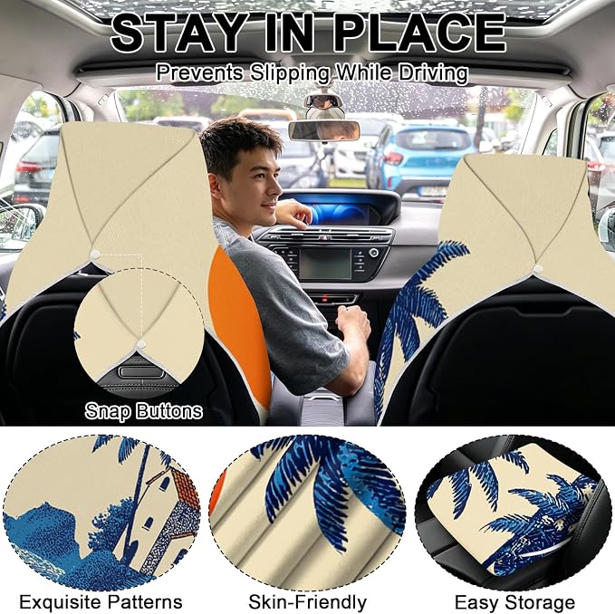 2 Pack Car Towels Seat Cover with Storage Bag, Multifunctional Microfiber Towel for Gym Outdoor Sport Running,Picnic, Beach, Pet Dog Travel,Fits Car SUV Truck (Coastal Sunset) - Image 4