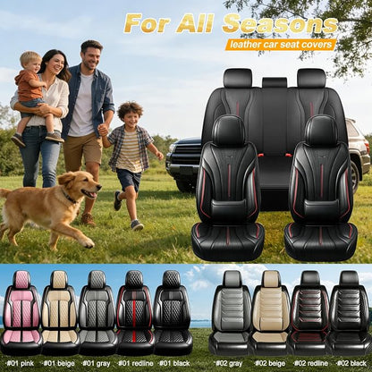 Fit Genesis Seat Covers Fit for Hyundai Genesis 2009-2016, 5 Seats | Premium Leather Full Coverage Protectors, Waterproof, Breathable, Scratch Resistant, Easy Wipe, Airbag Compatible, RedTrim - Image 9