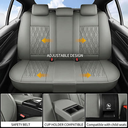 for Subaru Legacy 2008-2026 Car Seat Covers, Full Set, Gray | Luxury Full Coverage Leather Seat Protectors, Waterproof Breathable, Non-Slip, Easy to Install, Airbag Compatible, All-Season - Image 8