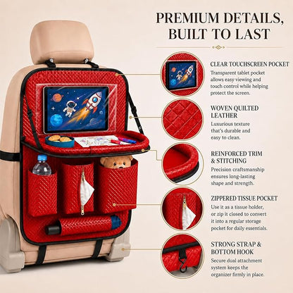 Backseat Car Organizer 1 Pack, Car Back Seat Organizers with Tray,Multifunctional Car Seat Back Organizer with Foldable Tablet Holder (Red, 1 PC) - Image 3