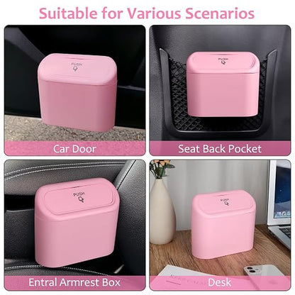 Accmor Car Trash Can with Lid, Leakproof Vehicle Garbage Organizer Holder Bin with 60 Pack Trash Bags, Mini Auto Dustbin Accessories Storage Container for Vans, SUVs, Office (Pink) - Image 7