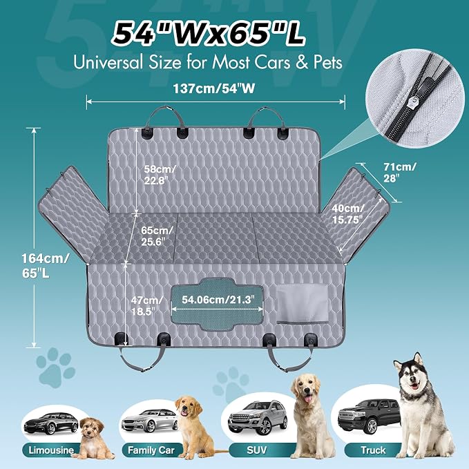 Chumajor L Back Seat Extender for Dogs,Hard Bottom,Waterproof,400 lb,Grey | Protects Seats from Dirt, Hair & Scratches While Giving Dogs More Space to Relax - Image 4