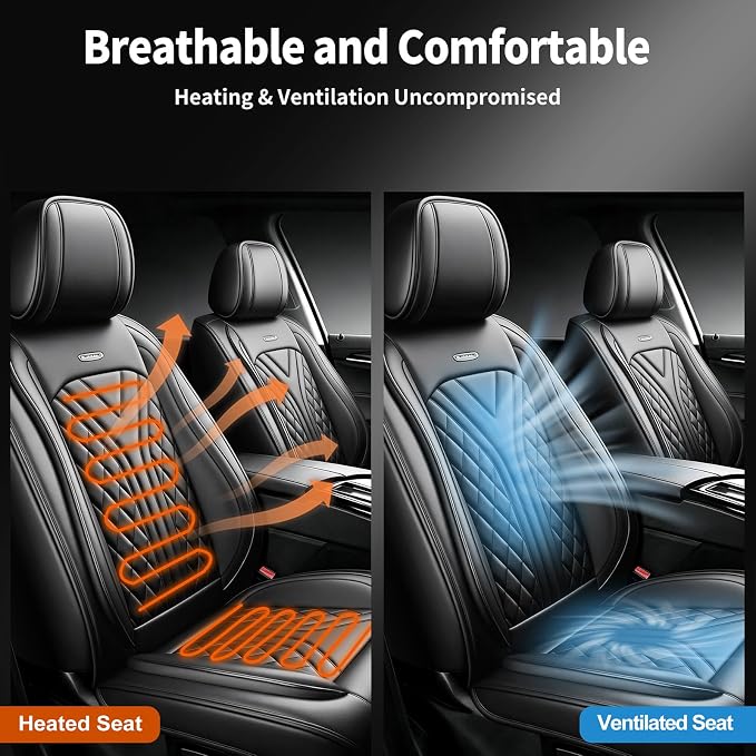 for Subaru Outback 2007-2026 Car Seat Covers, Full Set, Black | Luxury Full Coverage Leather Seat Protectors, Waterproof Breathable, Non-Slip, Easy to Install, Airbag Compatible, All-Season - Image 6