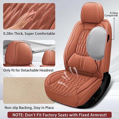 WELLDO Car Seat Covers, 5 Seats, Brown | Waterproof, Scratch-Resistant, Breathable & Easy to Clean, Universal Fit for SUV Sedan Truck, Full Set - Image 5