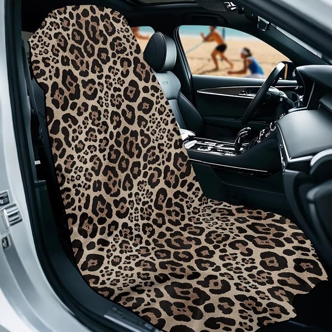 SEANATIVE Cheetah Leopard Car Seat Towel Cover, Universal Car Seat Cover and Changing Towel, Super Absorbent Transition & Seat Wrap, Ideal for Gym Swimming Surfing Running - Image 2