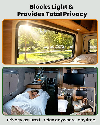 MELIPRON Passenger Rear Window Cover Fit for Mercedes Sprinter NCV3 & VS30 | 170"/170" ext 2007-2026, 2 Folding Ventilation Panels, Magnetic Insulated Blackout Privacy Shade for Van Life, Gray - Image 3