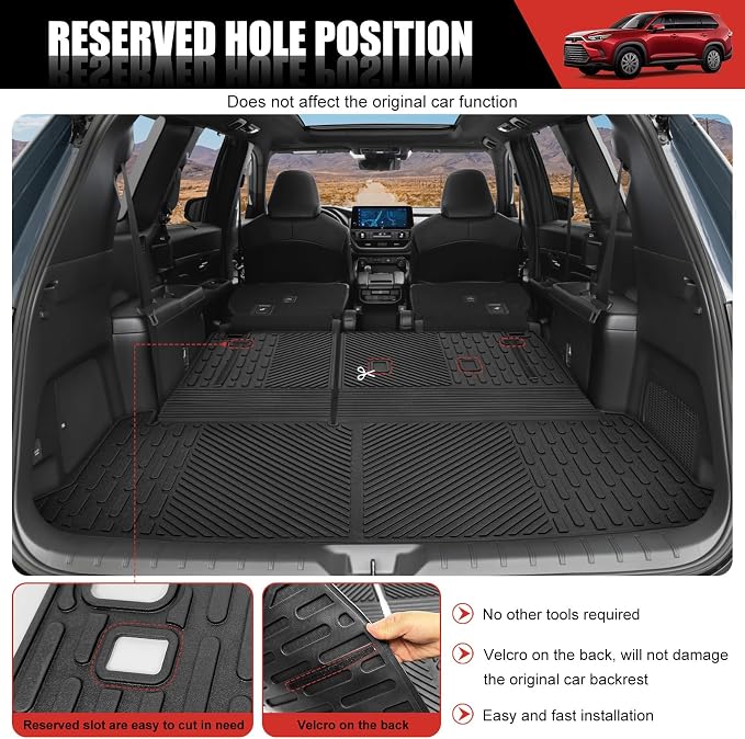 Mat Compatible with 2024-2025 Toyota Grand Highlander Cargo Liner Replacement for 2024 2025 Toyota Grand Highlander Accessories(Not fit Highlander) - Image 4