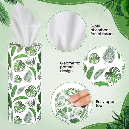Outus 12 Pcs Eucalyptus Leaves Car Tissues Cylinder Holder with 3 Ply Facial Tissue Bulk Round Tissue Holder Travel Tissues Boxes Container for Car Cup Wedding Birthday Party - Image 3