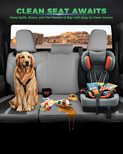 RIDEPOSH Custom Fit Seat Covers for Silverado/Sierra 1500 2019-2026 CrewCab | Fits 2500/3500HD 2020-2026, no Rear Armrest/Seatback Storage, Faux leather, Protective, Scratch-resistant, Easy-clean - Image 6