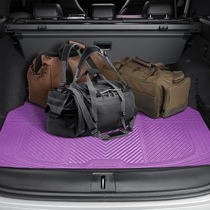 CAR PASS Heavy Duty Rubber Floor Mats Gray Car Mats Full Set with Trunk Cargo Liner - Universal Waterproof Floor Mats for Car SUV Truck, Durable All Weather Automotive Liner Mats (All Purple) - Image 6