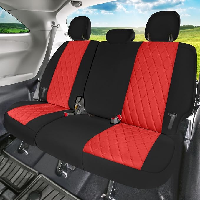 FH Group Custom Fit Car Seat Covers Specifically Made for 2011-2020 Toyota Sienna 7-8 Seater with Ultraflex Neoprene Water Resistant Automotive Seat Covers - 3rd Row Red - Image 2