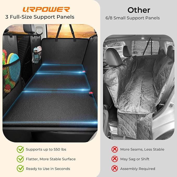 URPOWER PU Leather Dog Back Seat Extender for Extended Cab Trucks | Supports 550 lbs, Stable 3-Panel Hard Bottom, Added High-Density Foam for Comfort, 100% Waterproof, 45% More Space - Image 4