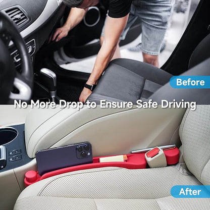 Givifive Car Seat Gap Filler Organizer 2Pack Soft Foam 3IN1 Multifunctional | Seat Side Gap Filler Strip with Slot & Hook Universal Fit Car SUV Truck Fill The Gap Between Seat & Console (Narrow Red) - Image 2