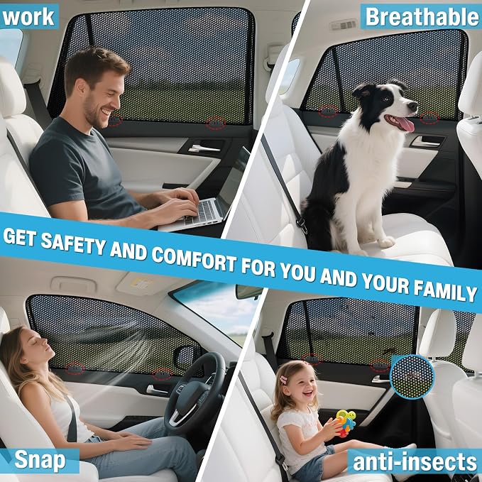 ZATOOTO Car Window Shades for Toyota Camry 2024-2025 | Mesh Shades Ventilate, Block Sun & Preserve Privacy, Easy Install, Note: Unfold Gently, Edges Wear With Frequent Use - Image 5