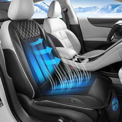 Coverado Cooling Car Seat Cover with High-Velocity Turbo Fan, Powerful Blowing & Suction Pad, 12V-24V Ventilated Cushion, 3-Speed Adjustable Airflow, Universal Fit for Car SUV Truck Van（Black） by COVERADOAUTO
