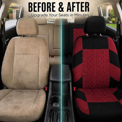 FH Group Full Set Travel Master Car Seat Covers, Airbag and Split Rear Car Seat Cover Universal Fit Interior Accessories for Cars Trucks SUV, Automotive Seat Covers, Burgundy - Image 10