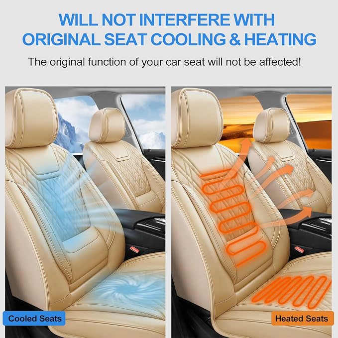 for Subaru Crosstrek 2016-2026 Car Seat Covers, Full Set, Beige | Luxury Full Coverage Leather Seat Protectors, Waterproof Breathable, Non-Slip, Easy to Install, Airbag Compatible, All-Season - Image 8