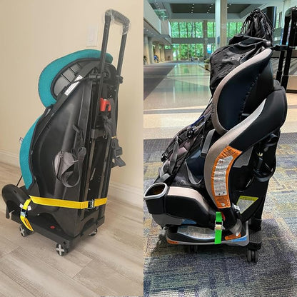 Car Seat Dolly for Airport, Green | CarSeat Roller Cart Wheels for Airplane,Car Seat Travel Cart Carrier with Straps,Foldable Luggage Trolley Hand Truck - Image 5