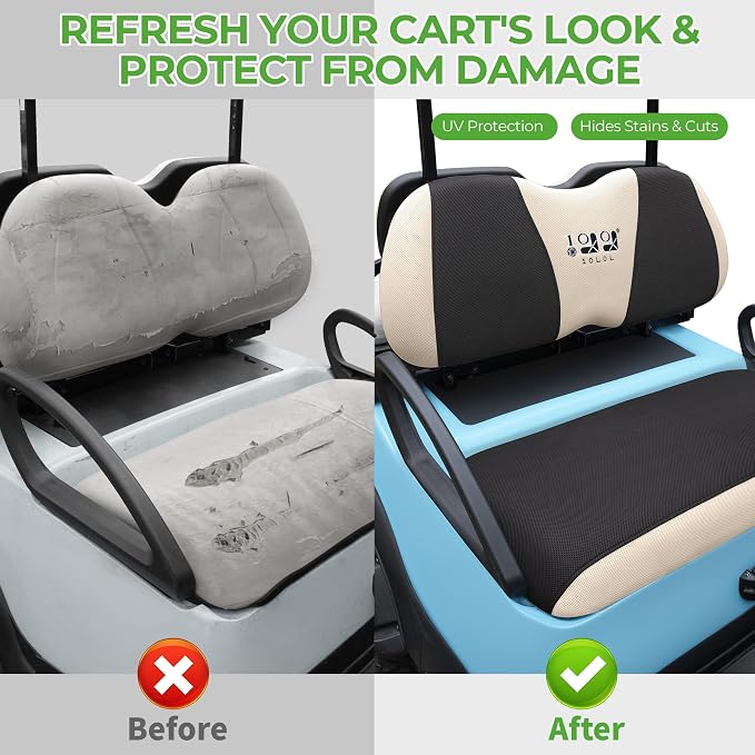 10L0L Golf Cart Seat Covers for Yamaha EZGO Club Car Seat Towel Cushion | Breathable Mesh All-Season Front/Rear Seat Blanket, UV Resistant, Cool Comfort, Machine Washable, Easy On, Great Golf Gift - Image 3