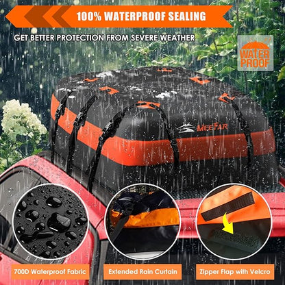 Car Roof Bag Rooftop Cargo Carrier Bag Waterproof 20 Cubic Feet roof Cargo | Soft Shell Luggage Bag for All Cars with/Without Rack,Includes Anti-Slip Mat, 10 Reinforced Straps, 6 Door Hooks, Lock - Image 7