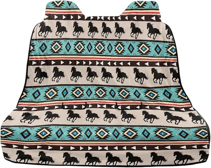 Aztec Horse Southwest American Tribal Print Back Seat Cover for Car Trucks Van SUV, Waterproof Rear Bench Towel Seat Covers for Dogs and Kids, Sweat-Absorbent Automotive Backseat Protector - Image 2