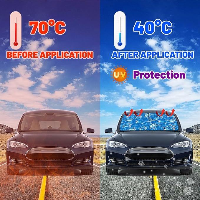 CHILL·TEK Funny Animal Car Windshield Sun Shade Umbrella, Sea Turtle Car Sun Shade Umbrella, Block UV Rays Heat Foldable Windshield Umbrella Sun Visor Protector - Keep Vehicle Cool for Cars SUV - Image 3