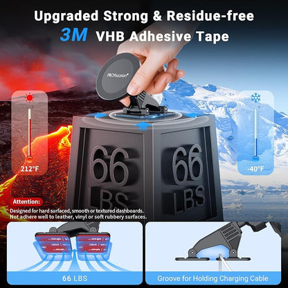 PROfezzion 2-Pack for MagSafe Mount Holder Fits Car Vent Dashboard & Office | Strong 3M Adhesive, Stable Vent Clip, Powerful Magnets Compatible with MagSafe for iPhone 17 - 12 Pro Max & All Phones - Image 5