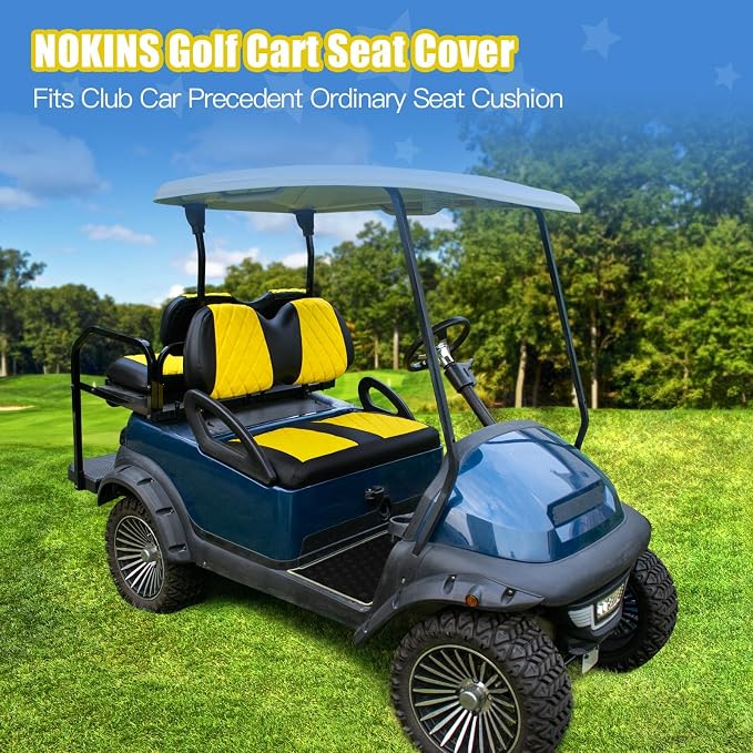NOKINS Golf Cart Diamond Vinyl Seat Covers Fits Club Car Precedent 2004-UP | OEM Standard Front Seat Cushion,No Nails Required - Image 2