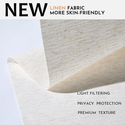 Persilux Light Filtering Roller Shades for Window Blinds,Cordless,Linen Fabric,Thermal Insulated Fabric UV Protection Shades for Home,Office,Bedroom,Door,Light Filtering-Cream,57" W X 72" H - Image 2