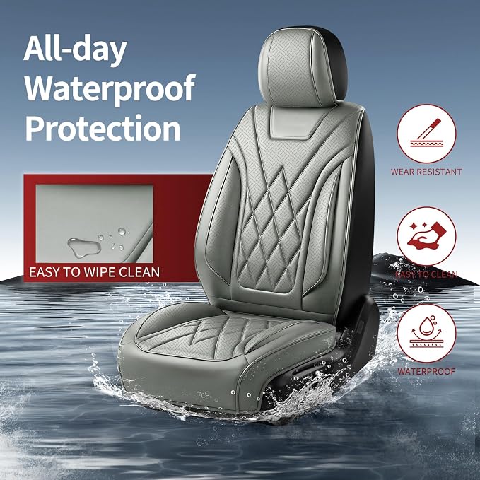 for Subaru Legacy 2008-2026 Car Seat Covers, Full Set, Gray | Luxury Full Coverage Leather Seat Protectors, Waterproof Breathable, Non-Slip, Easy to Install, Airbag Compatible, All-Season - Image 5