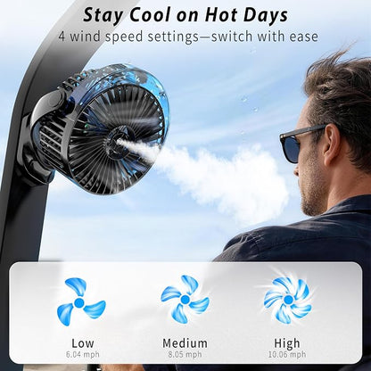 2-Pack Magnetic Golf Cart Fan with Misting & Light | Portable, for golf cart, workshop, camping & BBQ, fits Club Car, Yamaha & EZGO, gift set for golfers & DIYers - Image 4