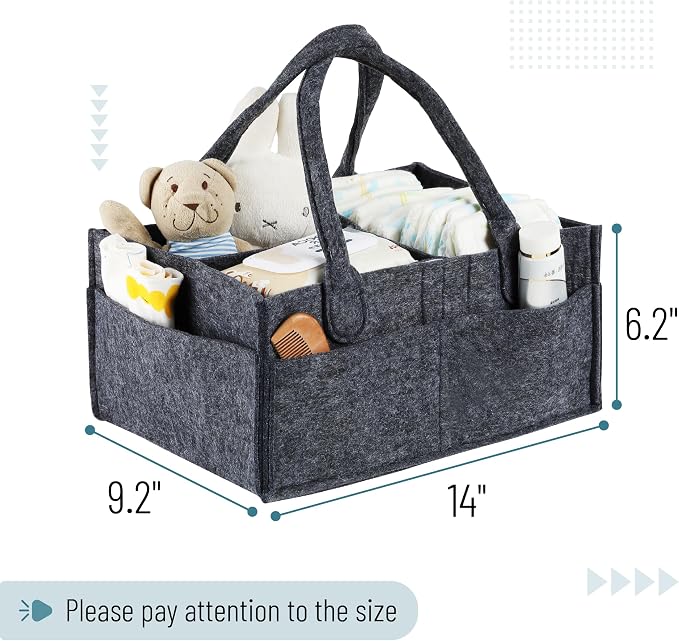Mr. Pen- Baby Diaper Caddy Organizer, Charcoal Gray | Nursery Storage Bin and Car Organizer for Diapers and Baby Wipes - Image 2