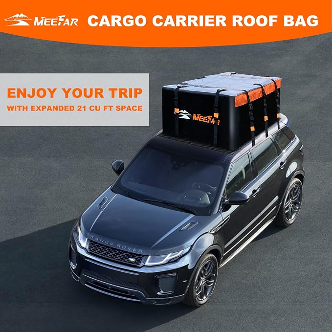 Car Roof Bag Rooftop Cargo Carrier Bag Waterproof 21 Cubic Feet roof Cargo | Soft Shell Luggage rack bag for All Vehicle with/Without Rack,Includes Anti-Slip Mat,10 Reinforced Straps,6 Door Hooks,Lock - Image 8